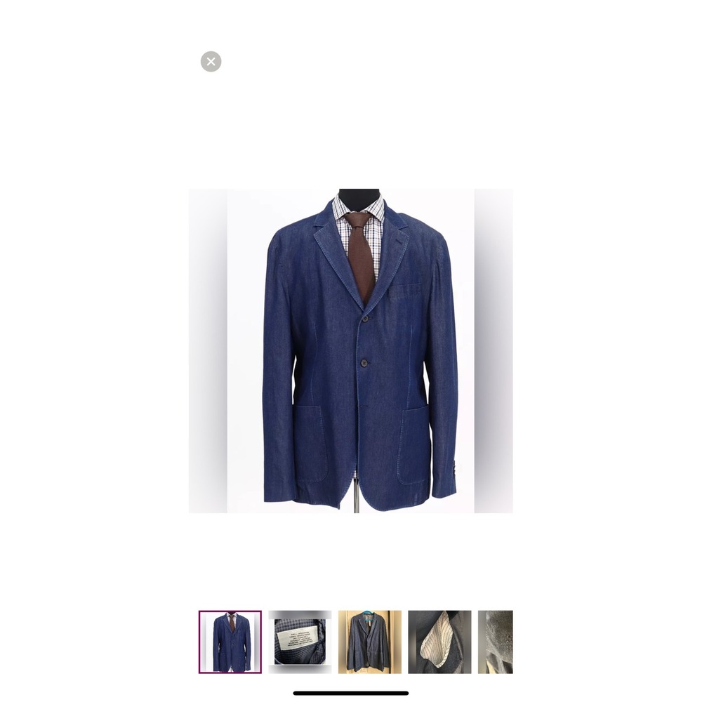 Thomas Dean Denim Blazer ‎ Sz S/P 39R-40R Workwear Business Casual Office Friday